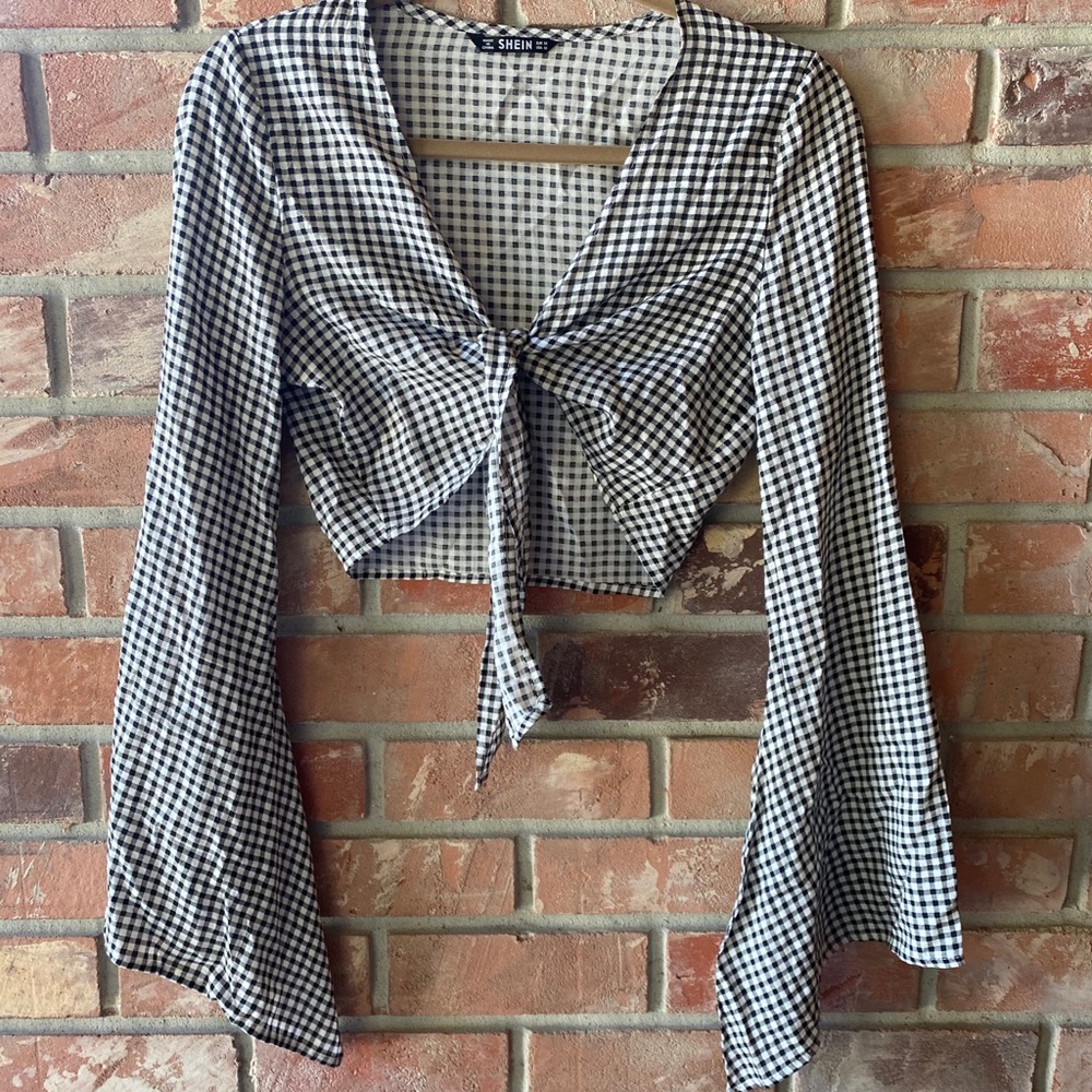 Plaid Tie Up Top